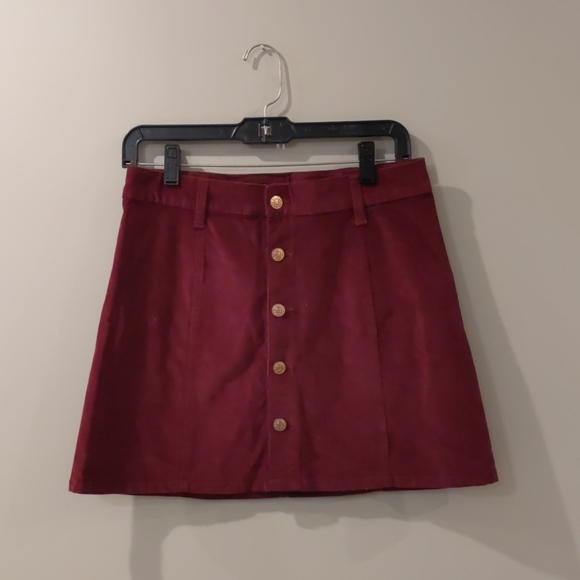 Celebrity Pink Dresses & Skirts - Corduroy Maroon Skirt